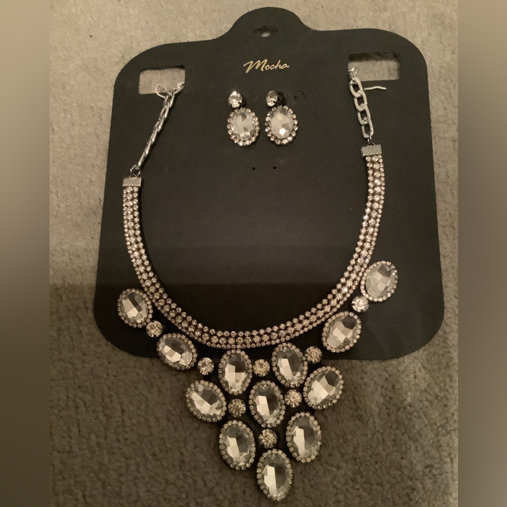 MOCHA~SPARKLING  2 PIECE DRESSY SET~ FAUX DIAMONDS~
